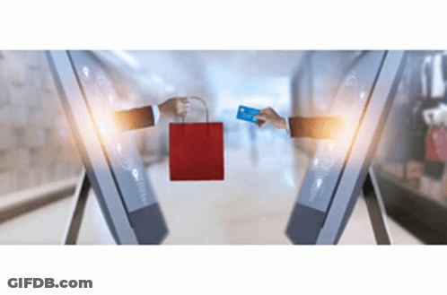 Person Holding Shopping Bag And Credit Card GIF