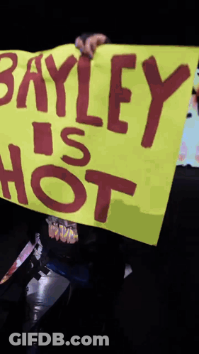 Person Holding Sign Saying Bayley Is Hot GIF
