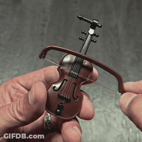 Person Holding Small Violin With Letter S GIF