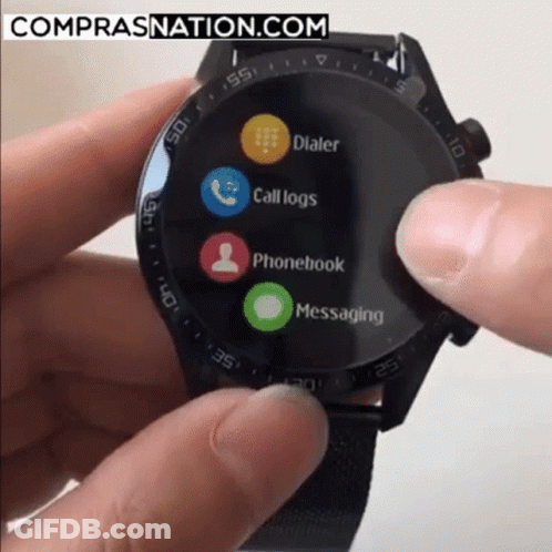 Person Holding Smart Watch Say Comprasnation GIF