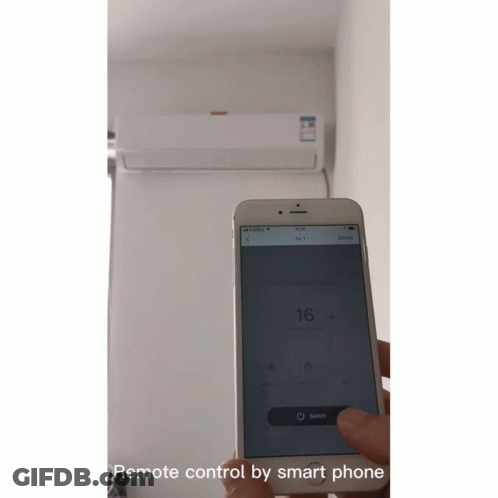 Person Holding Smartphone Near Air Conditioner GIF
