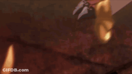 Person Holding Spear In Dark Room With Wings GIF