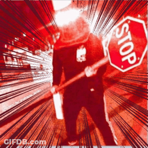 Person Holding Stop Sign On Red Background GIF