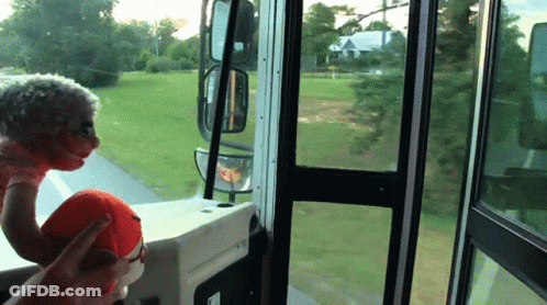 Person Holding Stuffed Animal At Window GIF