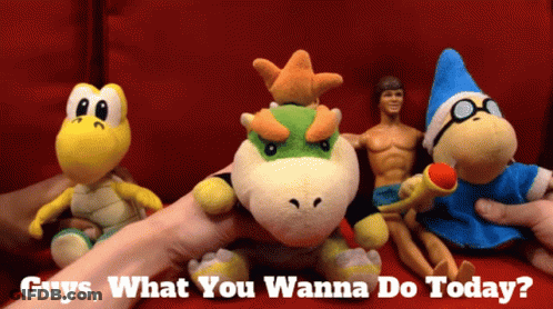 Person Holding Stuffed Animal In Front Of Pizza Party Sign GIF