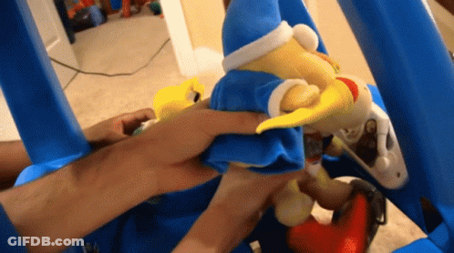 Person Holding Stuffed Animal With Hat GIF