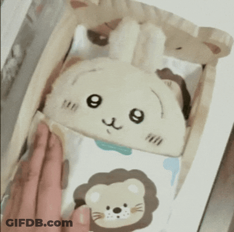 Person Holding Stuffed Animal With Lion On Head GIF