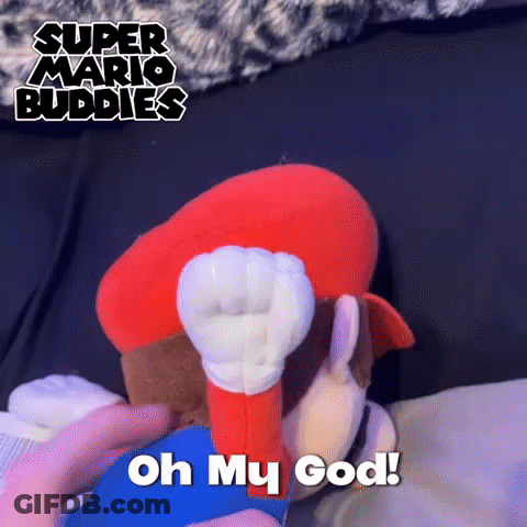 Person Holding Stuffed Mario Oh My God GIF
