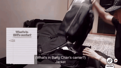 Person Holding Suitcase With Bang Chan GIF