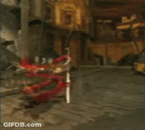 Person Holding Sword And Red Flag GIF