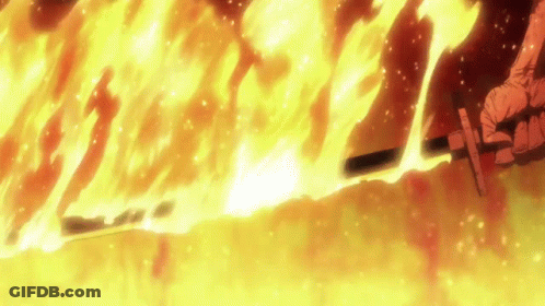Person Holding Sword By Flaming Wall GIF