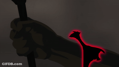 Person Holding Sword In Dark Room With Red Light GIF