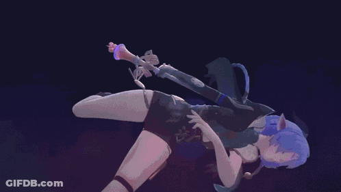 Person Holding Sword On Purple Background GIF