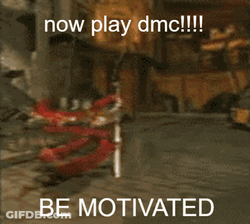 Person Holding Sword Saying Now Play DMC GIF