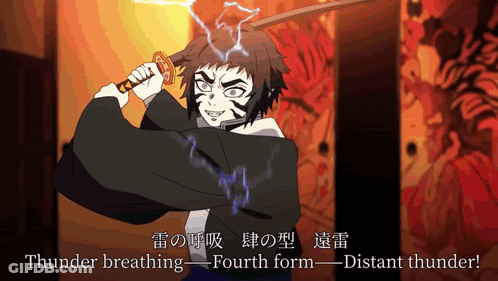Person Holding Sword Thunder Breathing Fourth Form Distant Thunder GIF