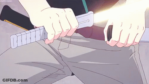 Person Holding Sword With Light GIF