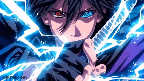 Person Holding Sword With Lightning Behind GIF