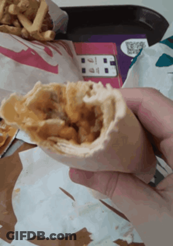 Person Holding Taco With French Fries GIF