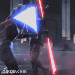Person Holding Two Lightsabers GIF