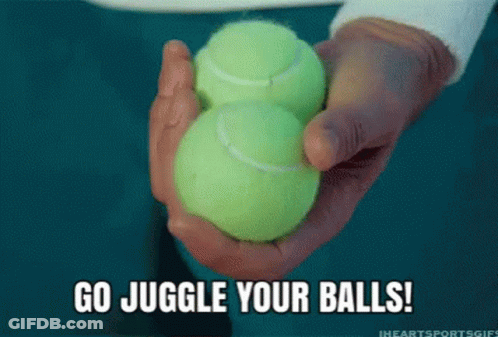 Person Holding Two Tennis Balls Go Juggle Your Balls GIF