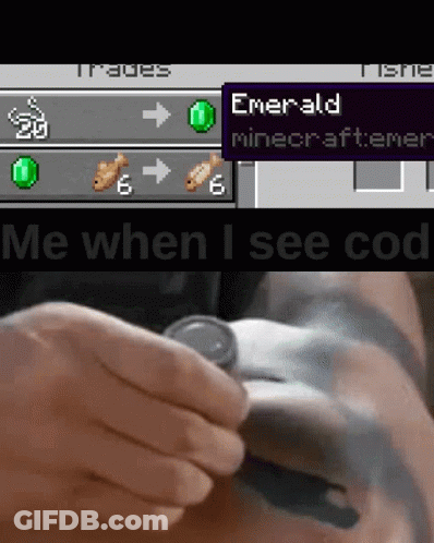 Person Holding Watch Next To Minecraft Screen Saying Emerald GIF
