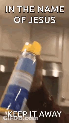 Person Holding Water Bottle With Keep It Away GIF
