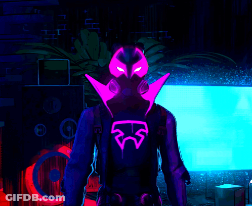 Person Holding Weapon Purple Blue Background GIF