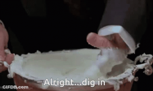 Person Holding Whipped Cream Saying Alright Dig In GIF