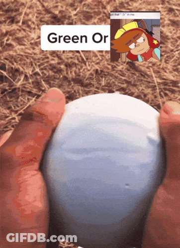 Person Holding White Ball With Cartoon Character Green Or GIF