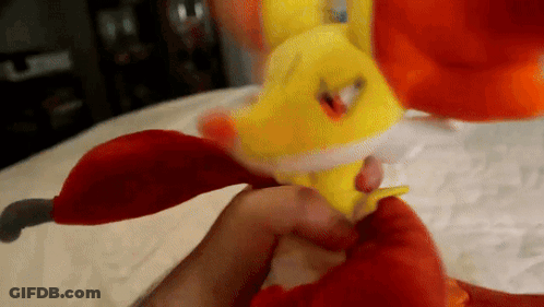 Person Holding Yellow And Orange Stuffed Animal GIF