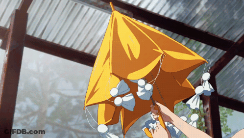 Person Holding Yellow Umbrella With White Bows GIF