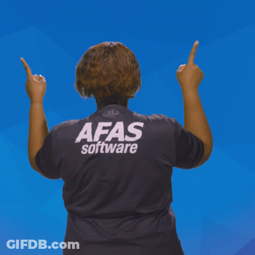 Person In AFAS Software Shirt Pointing Upwards GIF