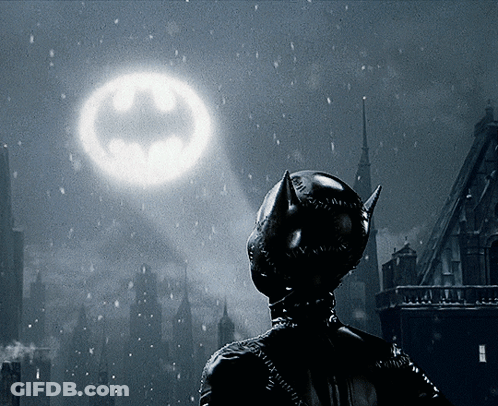 Person In Batman Costume Looking At Moon GIF