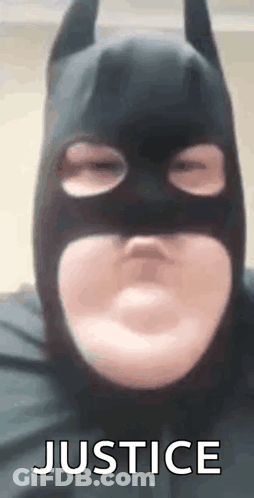 Person In Batman Mask With Justice GIF