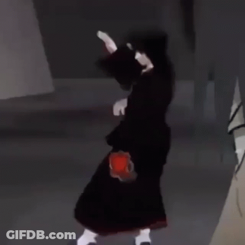 Person In Black Coat Dancing In Dark Room Video Game GIF