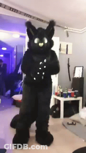 Person In Black Furry Costume Dancing GIF