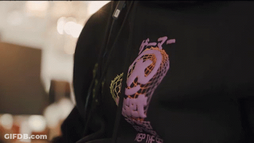 Person In Black Hoodie With Purple Logo Saying Rep GIF
