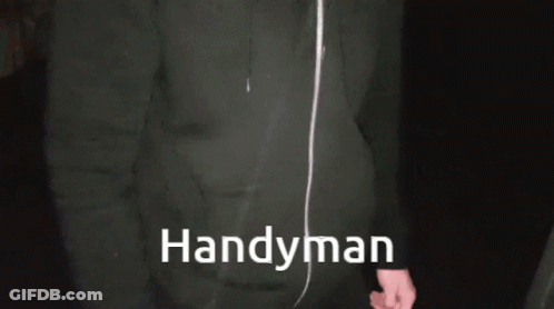Person In Black Jacket Saying Handyman GIF