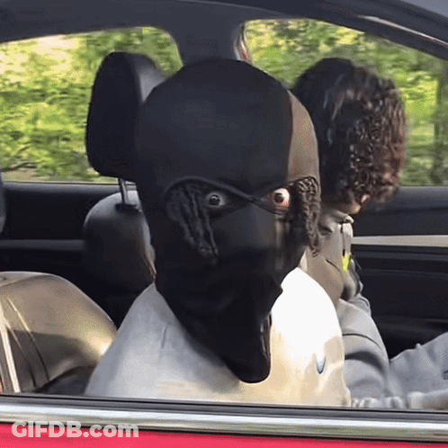 Person In Black Mask Driving Car GIF