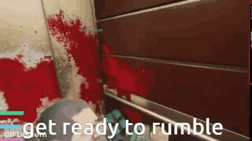 Person In Bloody Elevator Saying Get Ready To Rumble GIF