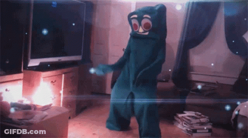 Person In Blue Costume Dancing GIF