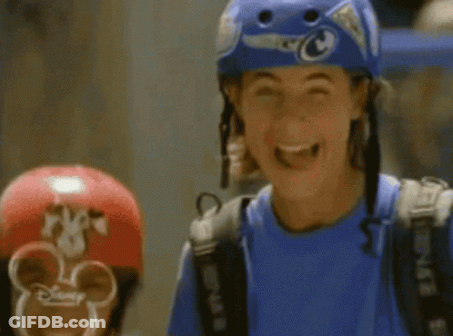 Person In Blue Helmet And Disney Shirt GIF