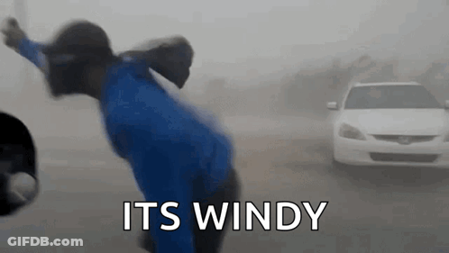 Person In Blue Shirt In Foggy Weather GIF