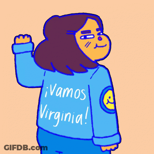 Person In Blue Sweater Saying Vamos Virginia GIF