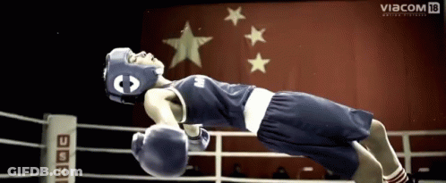 Person In Boxing Ring With Viacom Logo GIF