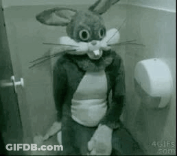 Person In Bunny Costume On Toilet GIF