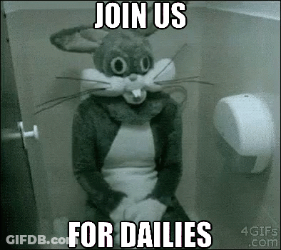 Person In Bunny Costume Sitting On Toilet GIF