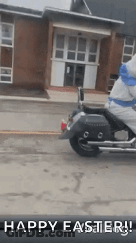 Person In Bunny Suit Riding Motorcycle GIF