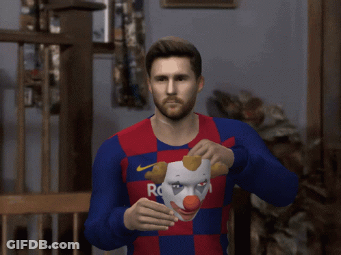 Person In Clown Mask And Rakuten Shirt GIF