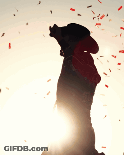 Person In Cowboy Hat Blowing Confetti GIF